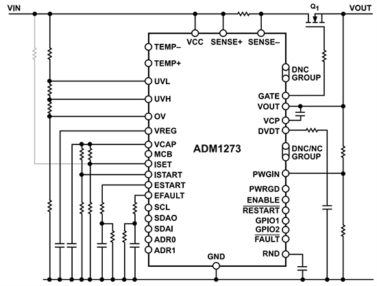 Location Circuit - Analog Devices Inc. EVAL-ADM1273 Evaluation Board